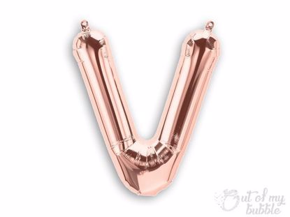 Rose gold foil balloon letter V