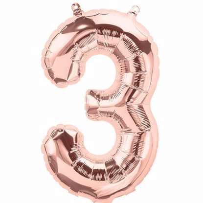 Picture of ROSE GOLD BALLOONS NUMBER 3 / 40 in HELIUM