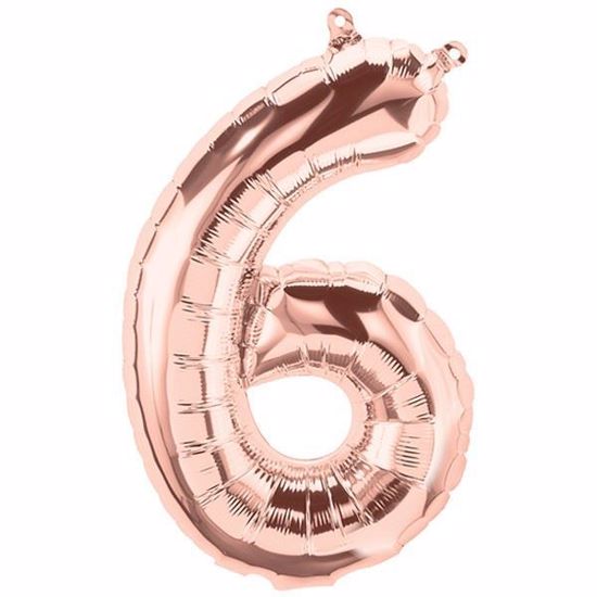Picture of ROSE GOLD BALLOONS NUMBER 6 / 40 in HELIUM