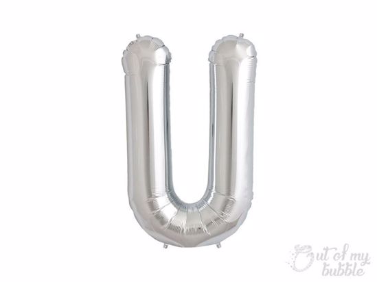 Silver foil balloon letter U