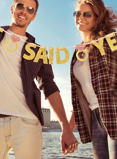 Picture of She Said Yes Glittery Letter Banner