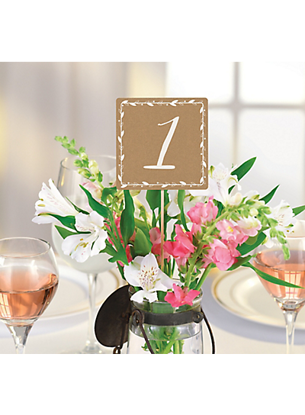Picture of Rustic Wedding Table Number Cards 1-20 Kraft Centerpieces