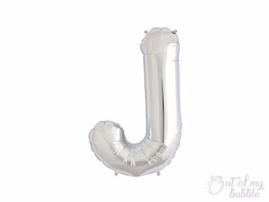 Silver foil balloon letter J