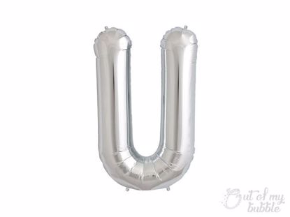 Silver foil balloon letter U