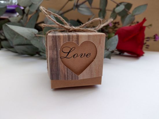 Picture of Rustic Wedding Favor Boxes Love Heart