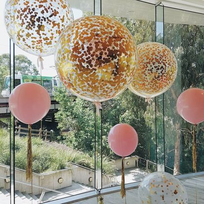 Picture of Gold Confetti Balloons Metallic 36" Pink