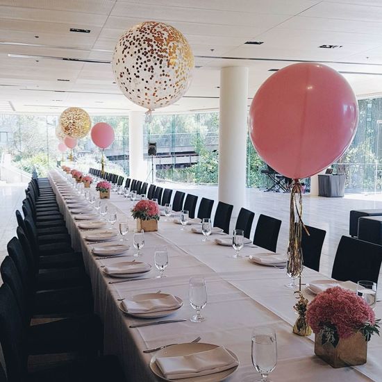 Picture of Gold Confetti Balloons Metallic 36" Pink