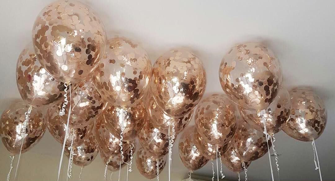 Ceiling Balloons Confetti Rose Gold Foil Metallic