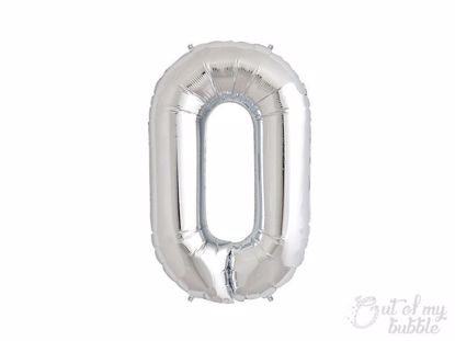 Silver foil balloon number 0