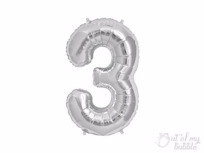 Silver foil balloon number 3