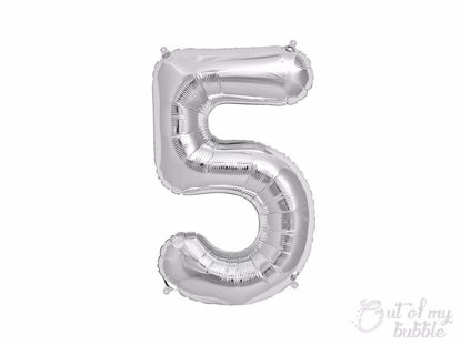 Silver foil balloon number 5