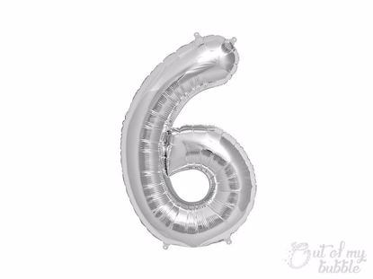 Silver foil balloon number 6
