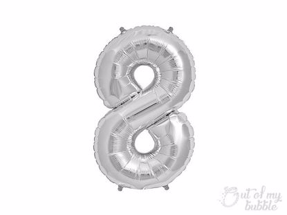 Silver foil balloon number 8