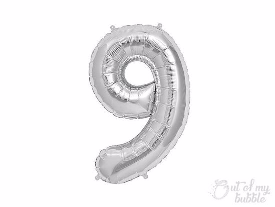 Silver foil balloon number 9