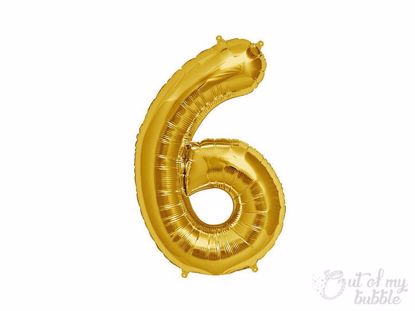 Gold foil balloon number 6