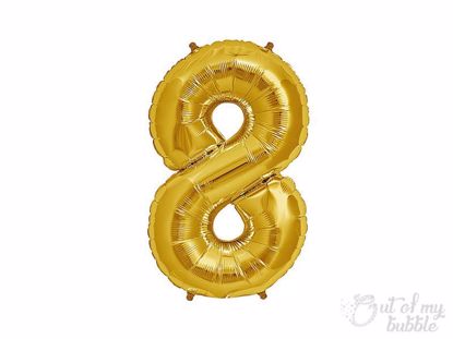 Gold  foil balloon number 8