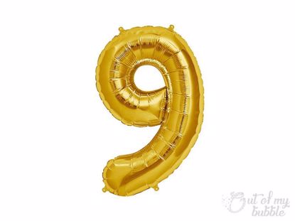 Gold  foil balloon number 9