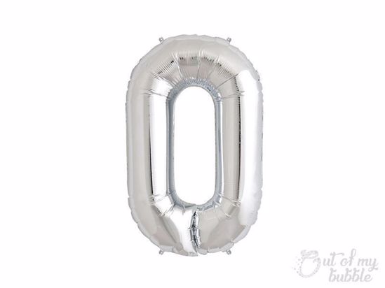 Silver foil balloon number 0