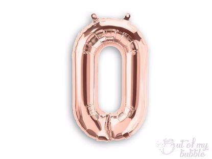 Rose gold foil balloon number 0
