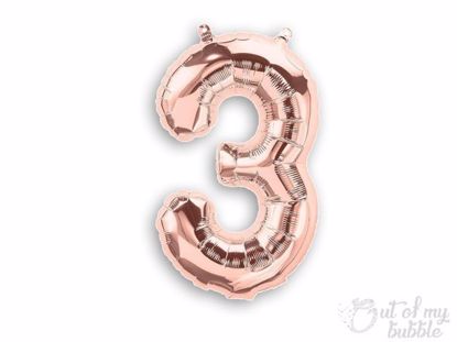 Rose gold foil balloon number 3