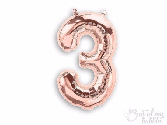 Rose gold foil balloon number 3