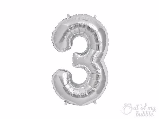 Silver foil balloon number 3