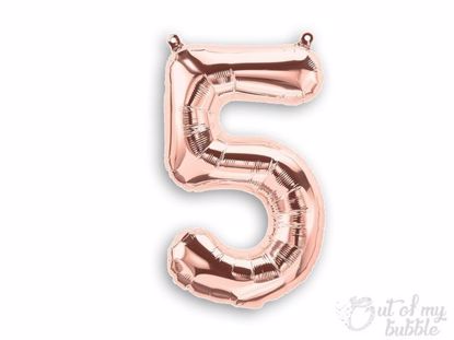 Rose gold foil balloon number 5