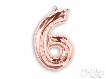 Rose gold foil balloon number 6