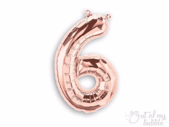 Rose gold foil balloon number 6
