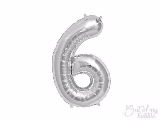 Silver foil balloon number 6