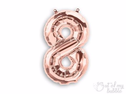 Rose gold foil balloon number 8