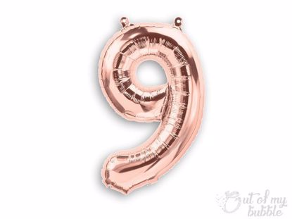 Rose gold foil balloon number 9