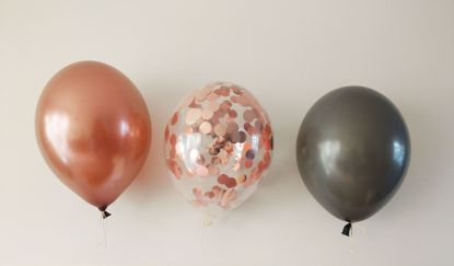 Picture of Rose Gold Balloons Copper Grey Confetti