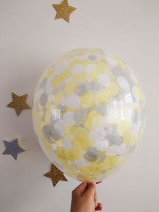 Picture of Yellow Grey White Confetti Balloons