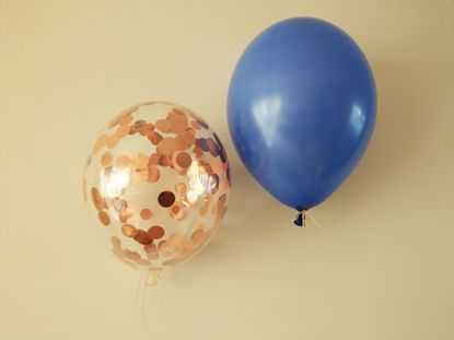 Picture of Royal Blue Rose Gold Confetti Balloons Pack