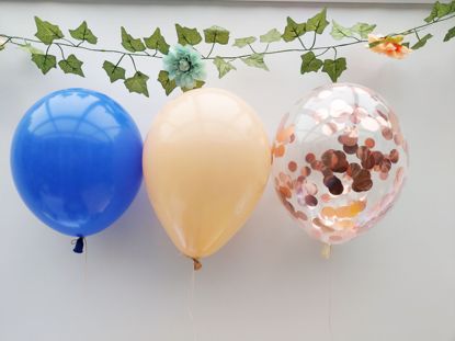 Picture of Royal Blue Blush Rose Gold Balloons Confetti Bouquet