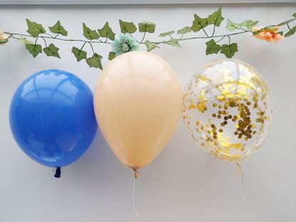 Picture of Blush Balloons Gold Confetti Royal Blue Bouquet