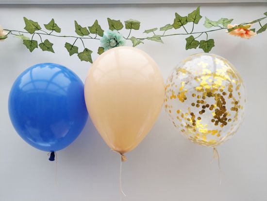 Picture of Blush Balloons Gold Confetti Royal Blue Bouquet
