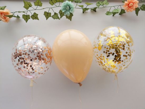 Picture of Rose Gold Balloons Gold Confetti Blush Bouquet