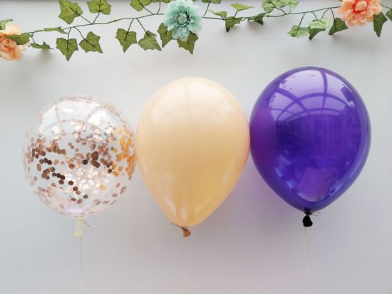 Picture of Rose Gold Balloons Confetti Blush Purple Bouquet