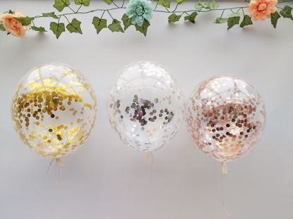 Picture of Confetti Balloons Rose Gold Silver Bouquet