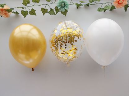 Picture of White Balloons Rose Gold Balloons Confetti Ceiling