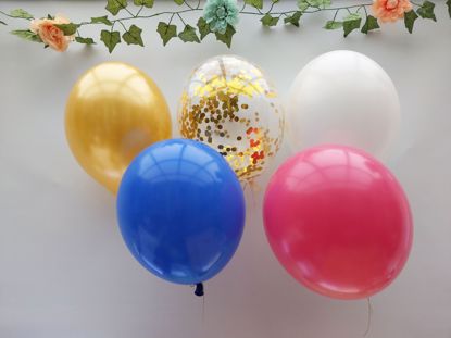 Picture of Blush Pink White Balloons Rose Gold Balloons Confetti Ceiling Lilac