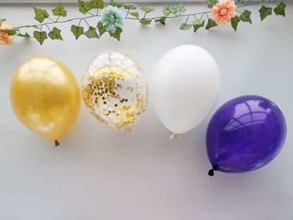 Picture of Gold Balloons White Confetti Ceiling Purple
