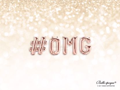 Picture of Rose Gold Balloon Banner Letters #OMG