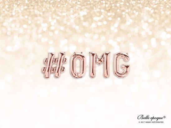 Picture of Rose Gold Balloon Banner Letters #OMG