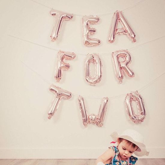 Picture of Rose Gold Balloon Banner Letters #OMG