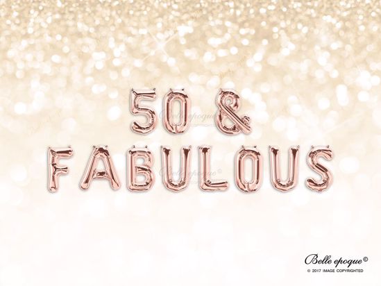 Picture of Rose Gold Balloon Banner Letters 50 & FABULOUS