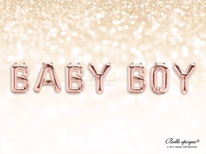 Picture of Rose Gold Balloon Banner Letters  BABY BOY