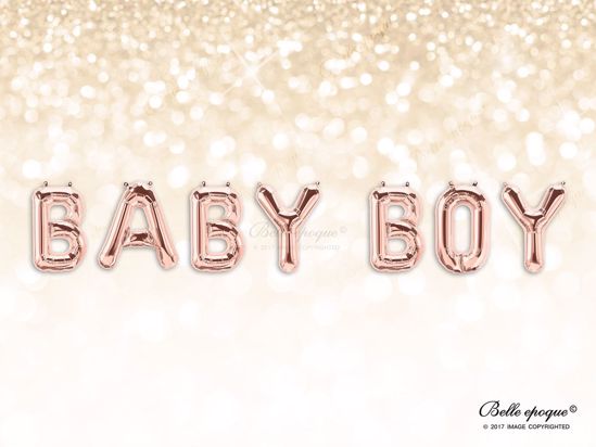 Picture of Rose Gold Balloon Banner Letters  BABY BOY